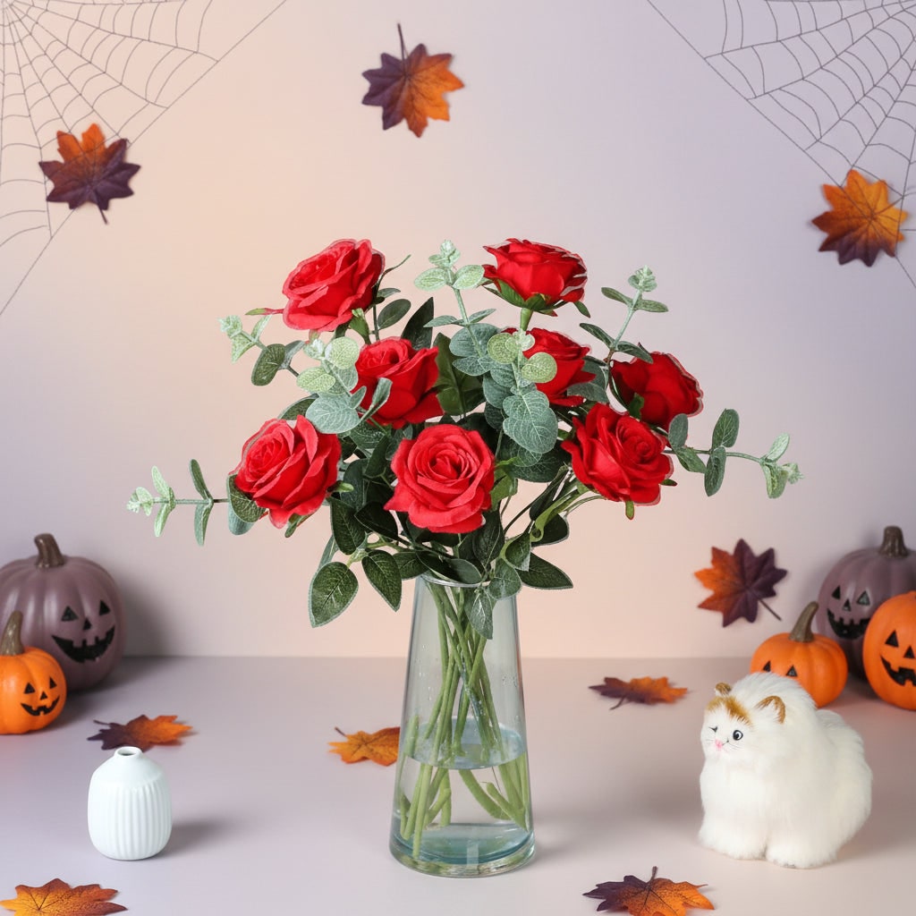 Halloween Artificial Flowers in Bulk Roses with Stems and Layered Petals for Vase Arrangements - Image 10