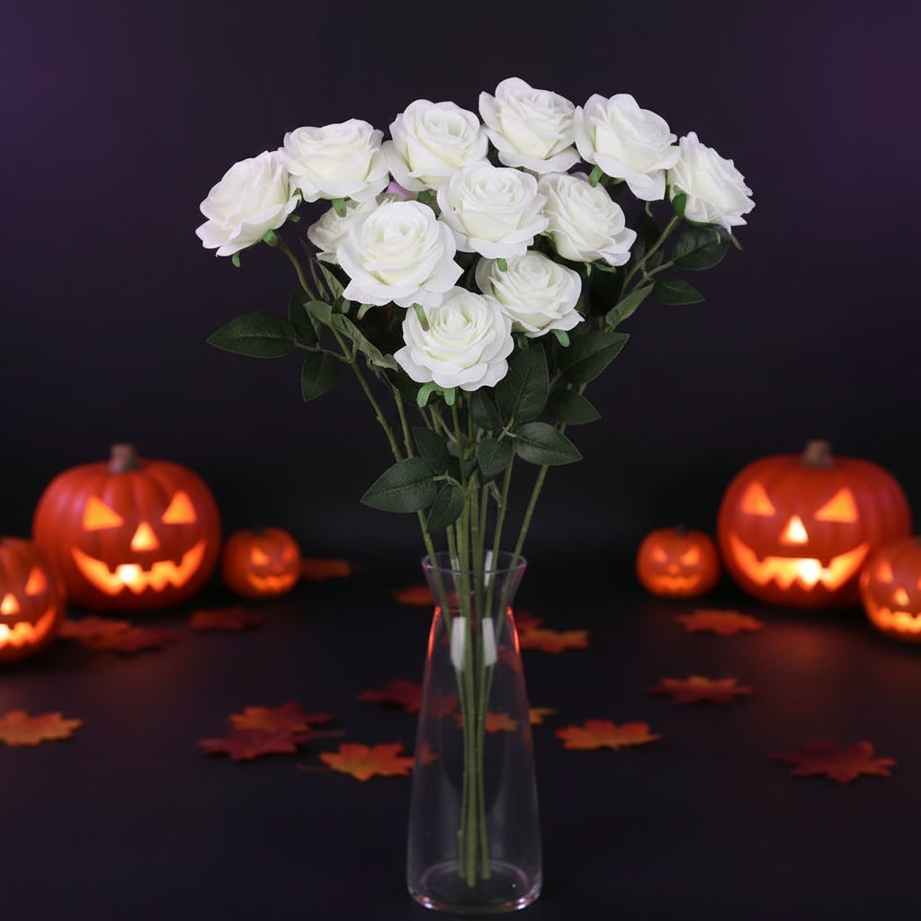 Halloween Artificial Flowers in Bulk Roses with Stems and Layered Petals for Vase Arrangements - Image 4