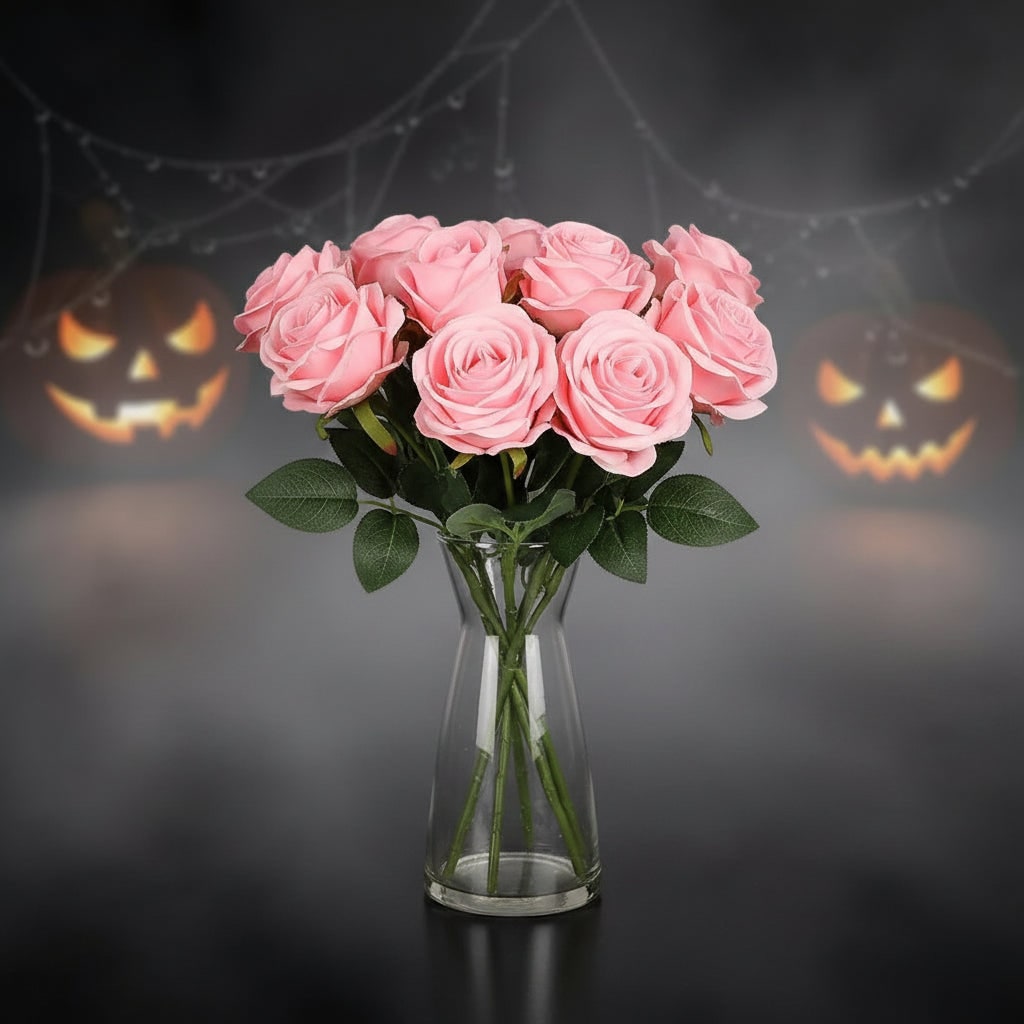 Halloween Artificial Flowers in Bulk Roses with Stems and Layered Petals for Vase Arrangements - Image 8