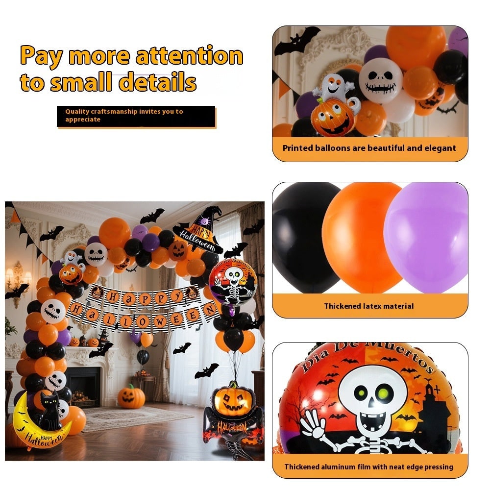 Halloween Balloon Arch Kit with Garland Decoration Foil Banner Bat Decals and Glue Dots - Image 5
