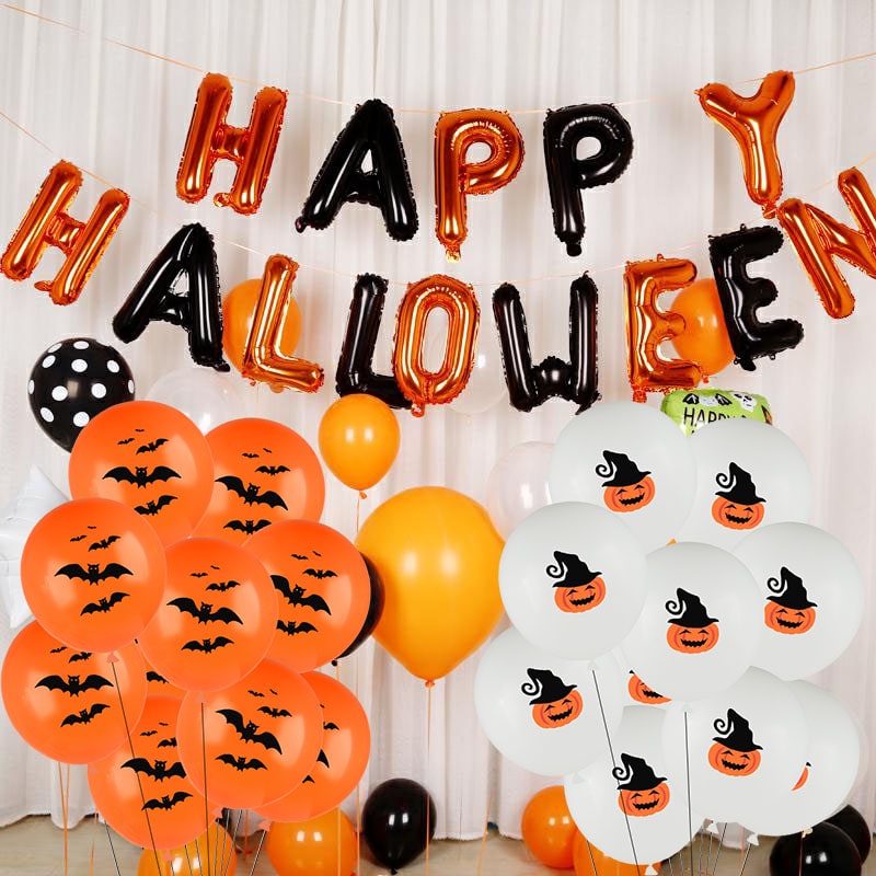 Halloween Balloons for Party Decoration with Spooky Printed Graphics and Happy Birthday Designs - Image 2