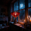 Halloween Bat Table Lamp with Mid Century Modern Design and Battery Powered Cathedral Base - Image 1