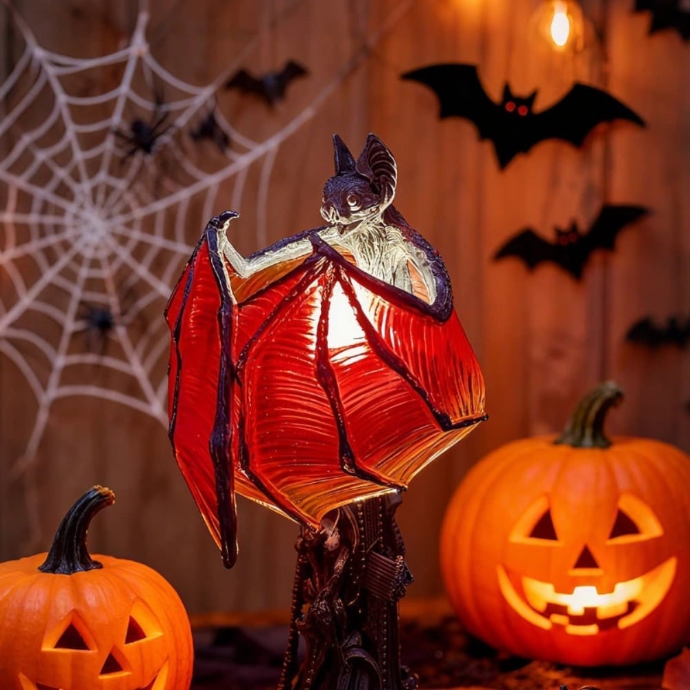 Halloween Bat Table Lamp with Mid Century Modern Design and Battery Powered Cathedral Base - Image 3