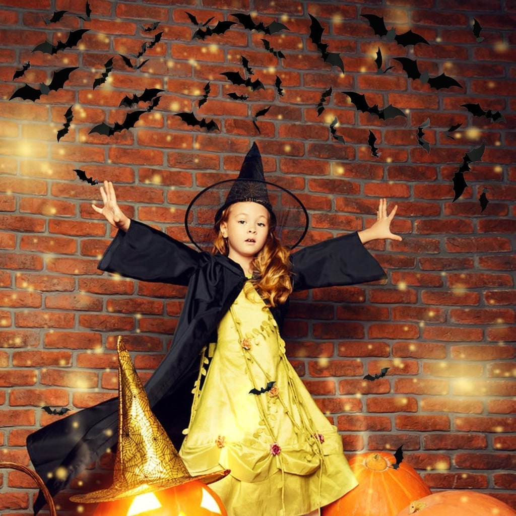 Halloween Bat Wall Decals with 3D Foldable Wings Custom Vinyl Art Stickers for Party Decoration - Image 3