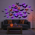 Halloween Bat Wall Decals with LED Lights 3D Peel and Stick Removable Decorative for Spooky - Image 1