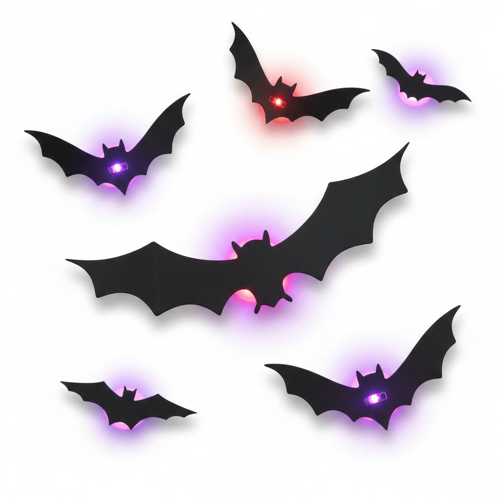 Halloween Bat Wall Decals with LED Lights 3D Peel and Stick Removable Decorative for Spooky - Image 4