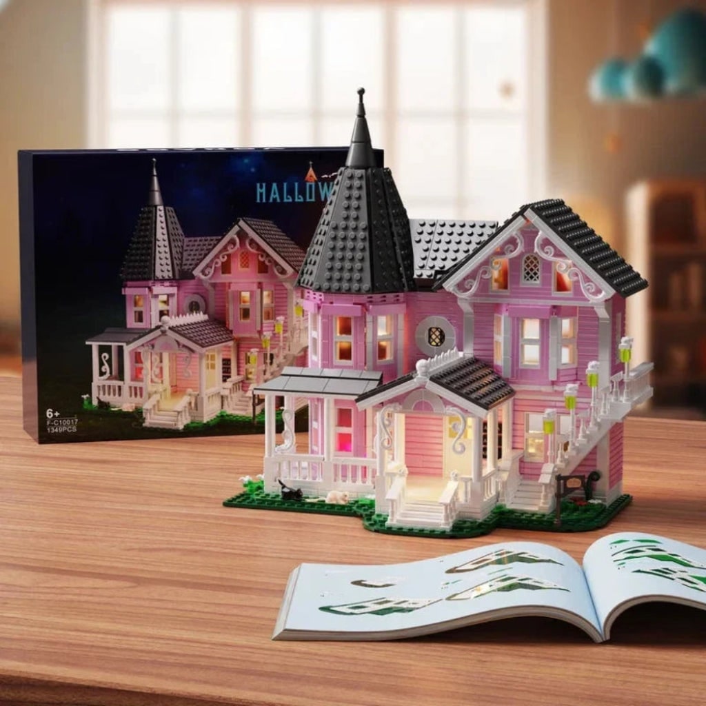 Halloween Building Block House Sets with Light Up and Furnished Victorian Mansion Design 1349 Pieces - Image 1
