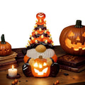 Halloween Ceramic Gnome with LED Light and Jack-O-Lantern Pumpkin for Party Decorations - Image 2