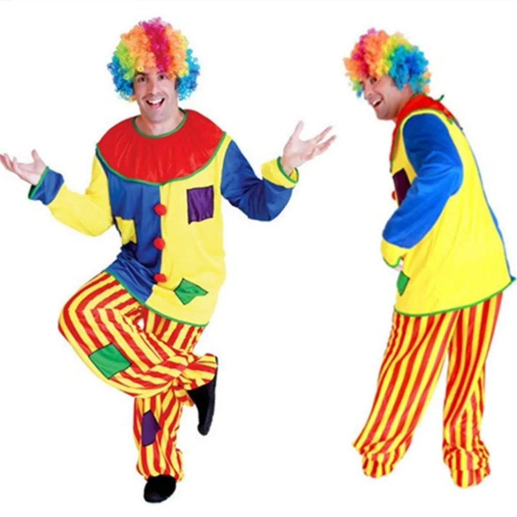Halloween Clown Costume Outfit Tunic Pants and Ruffled Collar for Party and Circus Dress-Up - Image 2