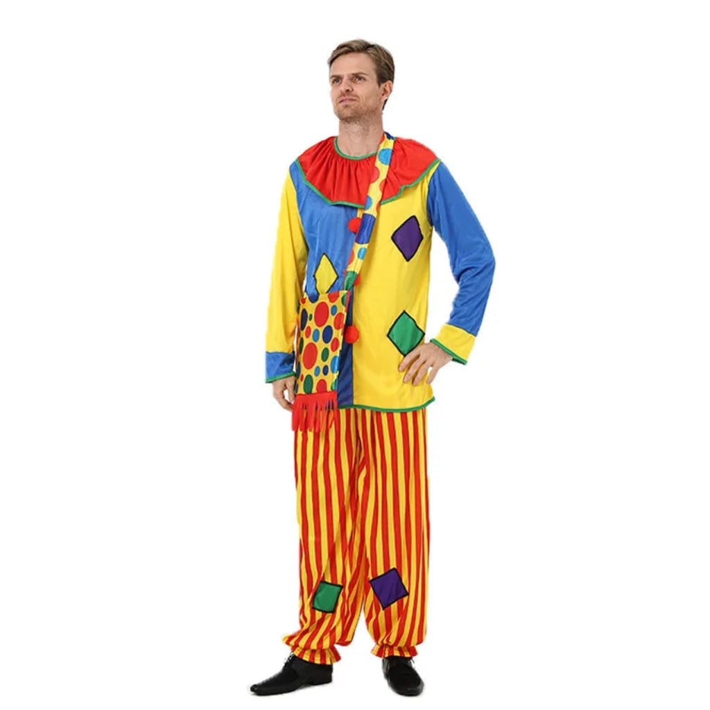 Halloween Clown Costume Outfit Tunic Pants and Ruffled Collar for Party and Circus Dress-Up - Image 3