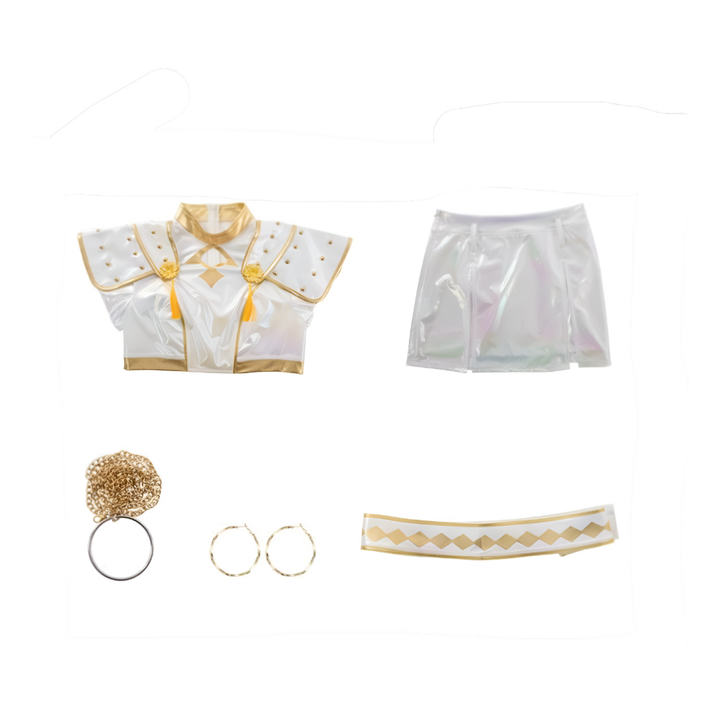 Halloween Cosplay Costume Kpop Stage Outfit with Iridescent Holographic Crop Top and Skirt - Image 5