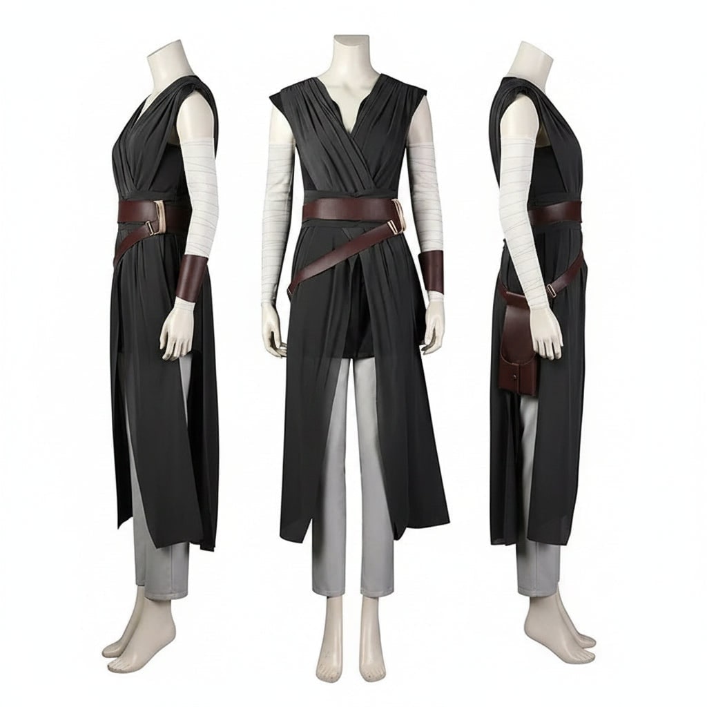 Halloween Cosplay Costume Rey Warrior Adventure Set with Belt and Arm Wraps - Image 3