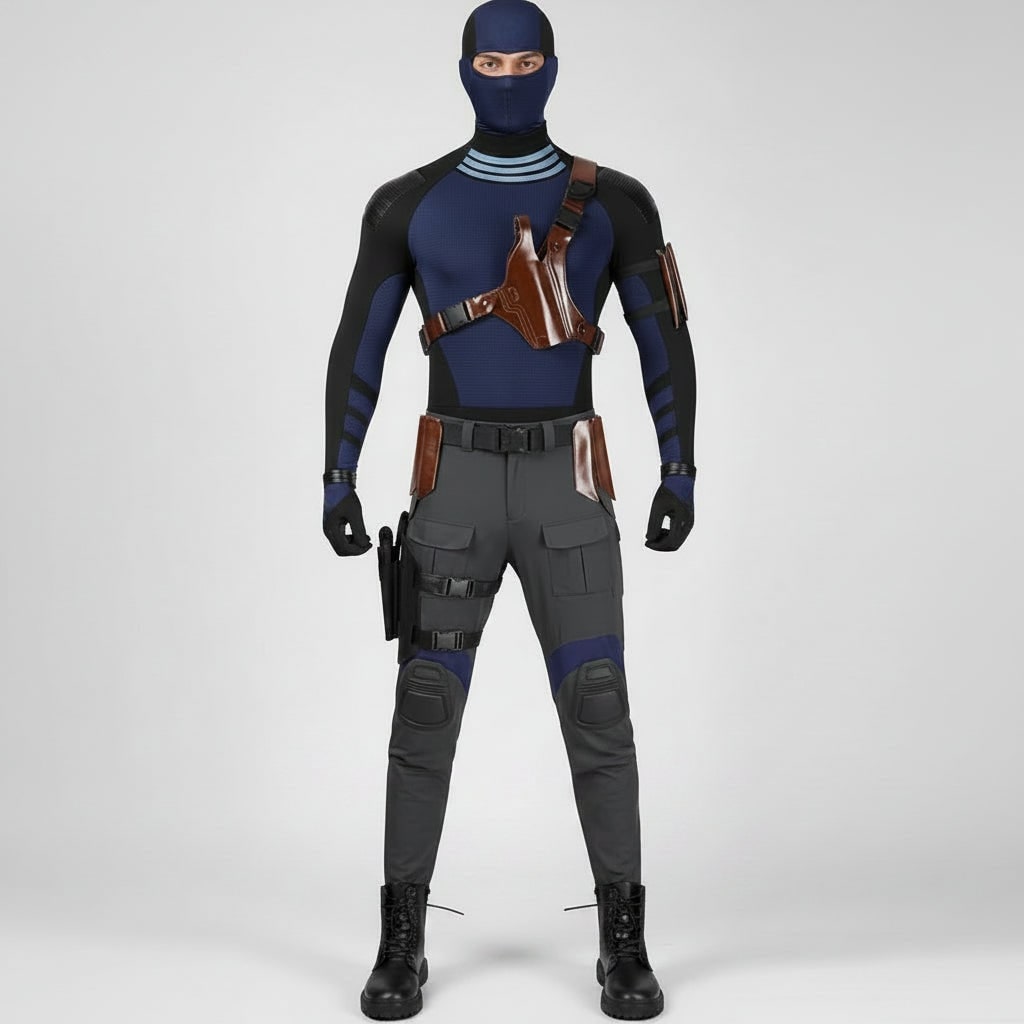Halloween Cosplay Superhero Costume Set with Tactical Gear Mask Harness and Utility Belt for Adults - Image 1