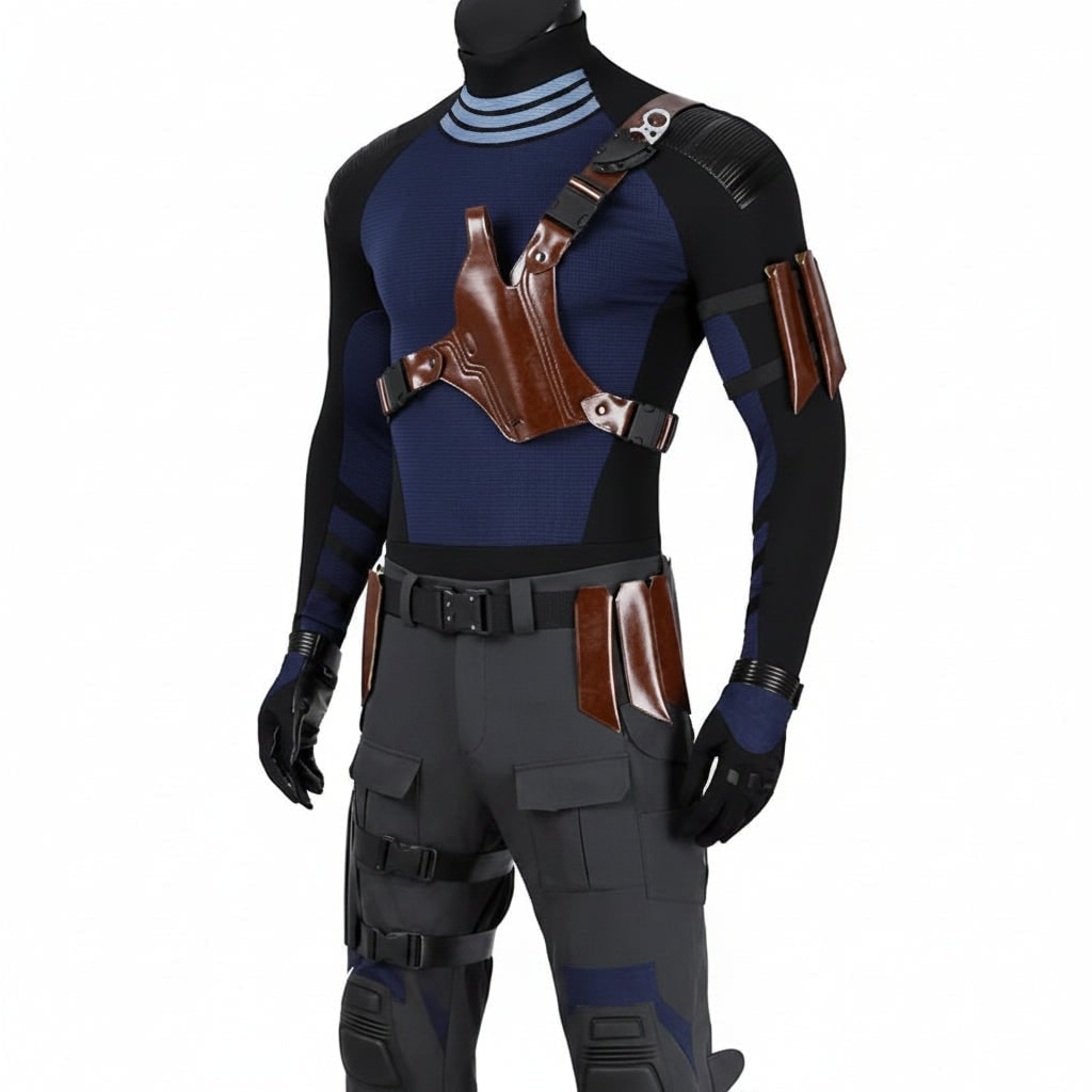 Halloween Cosplay Superhero Costume Set with Tactical Gear Mask Harness and Utility Belt for Adults - Image 2