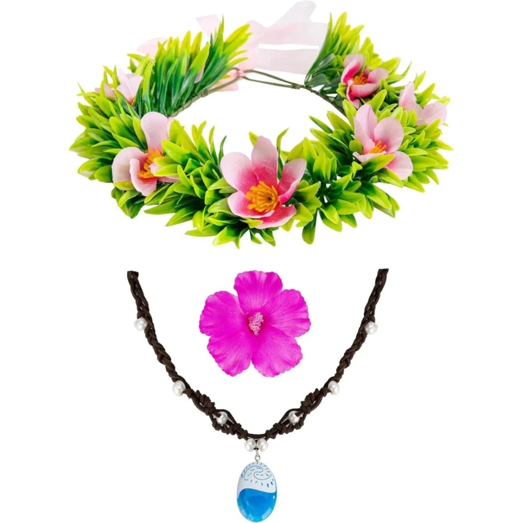 Halloween Costume Accessories Flower Crown Headband with Tropical Necklace Set - Image 5