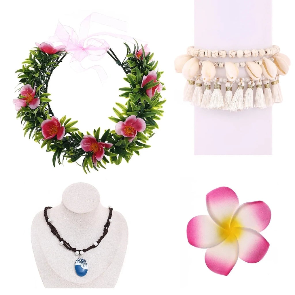 Halloween Costume Accessories Flower Crown Headband with Tropical Necklace Set - Image 6