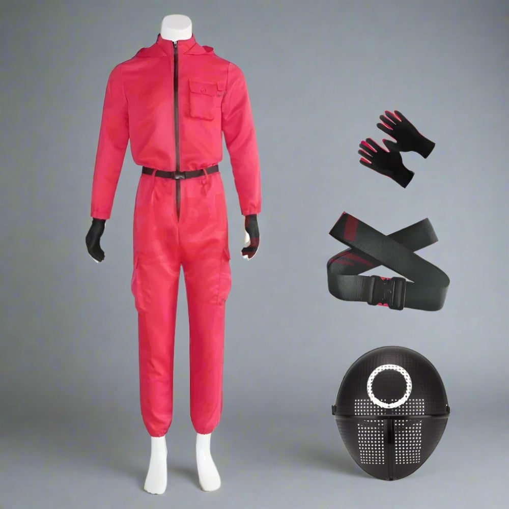 Halloween Costume Jumpsuit with Belt and Gloves for Party and Cosplay Red - Image 8