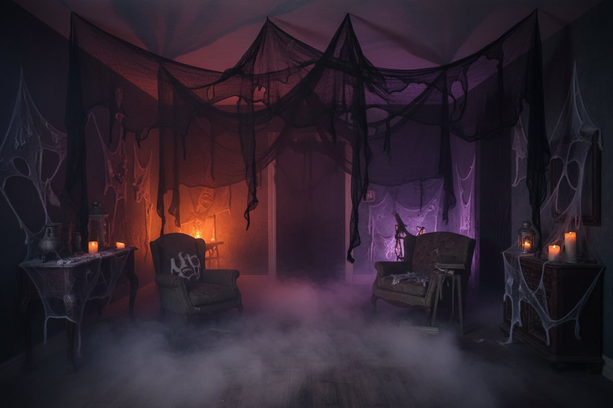 Halloween Creepy Black Cloth Netting Spooky Decoration for Party and Haunted House - Image 2