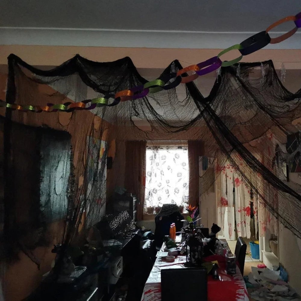 Halloween Creepy Cloth Spider Web Decoration for Party and Haunted House - Image 4