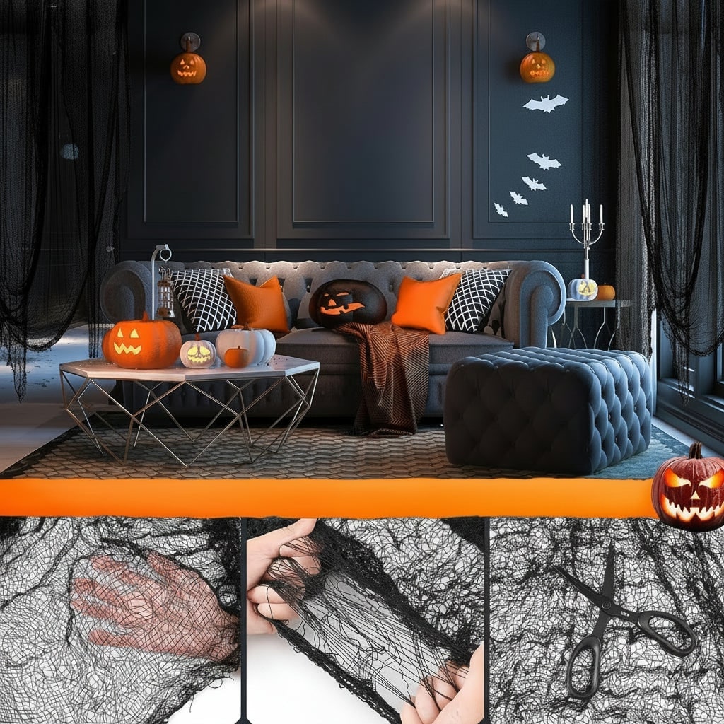 Halloween Creepy Gauze Fabric Decoration for Indoor Outdoor Haunted House Jack O Lantern - Image 2