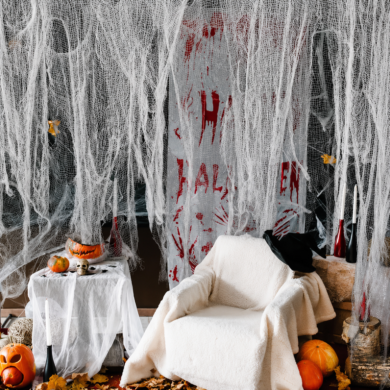 Halloween Creepy Gauze Fabric Decoration for Indoor Outdoor Haunted House Jack O Lantern - Image 5