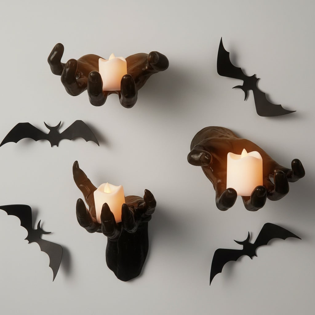 Halloween Creepy Witch Hand Wall Decor Metal Artwork with Candle Holder for Spooky Party Decoration - Image 6