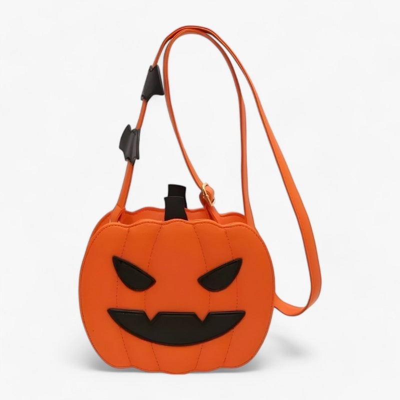 Halloween Crossbody Purse Pumpkin Shaped with Bat Details and Jack-O-Lantern Face Cell Phone - Image 4