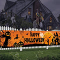 Halloween Decorations Outdoor Banner with Jack O Lantern Pumpkin and Witch Graphics for Party - Image 1