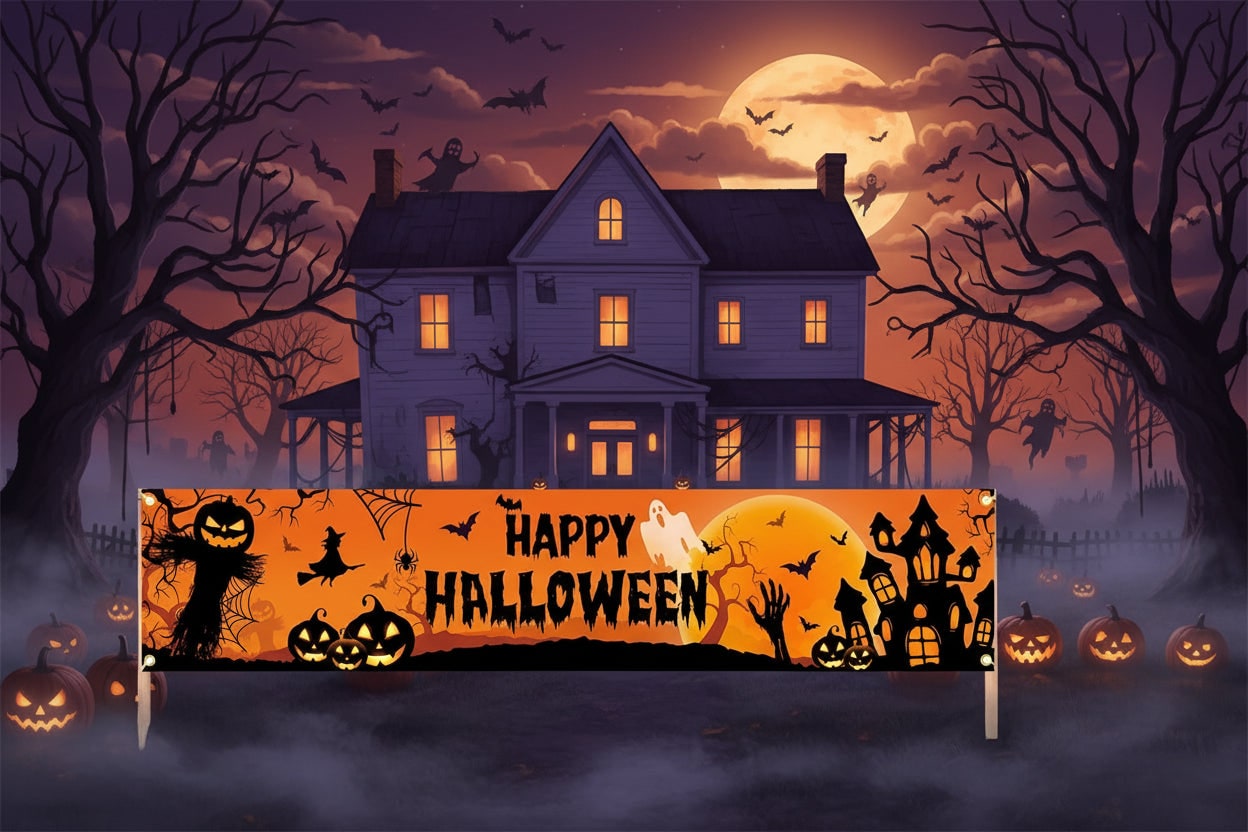 Halloween Decorations Outdoor Banner with Jack O Lantern Pumpkin and Witch Graphics for Party - Image 6