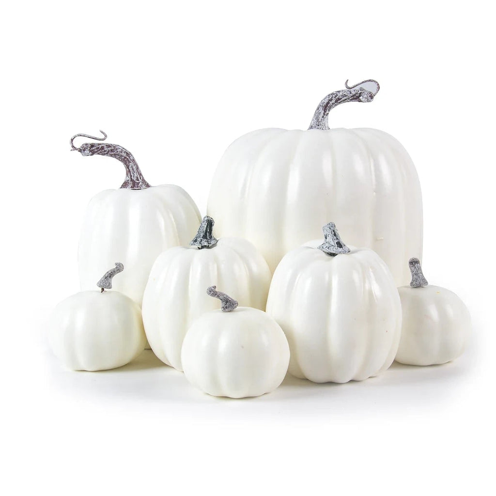 Halloween Decorative and Black and White Pumpkins Set of 7 Artificial Autumn Decor Carved - Image 3