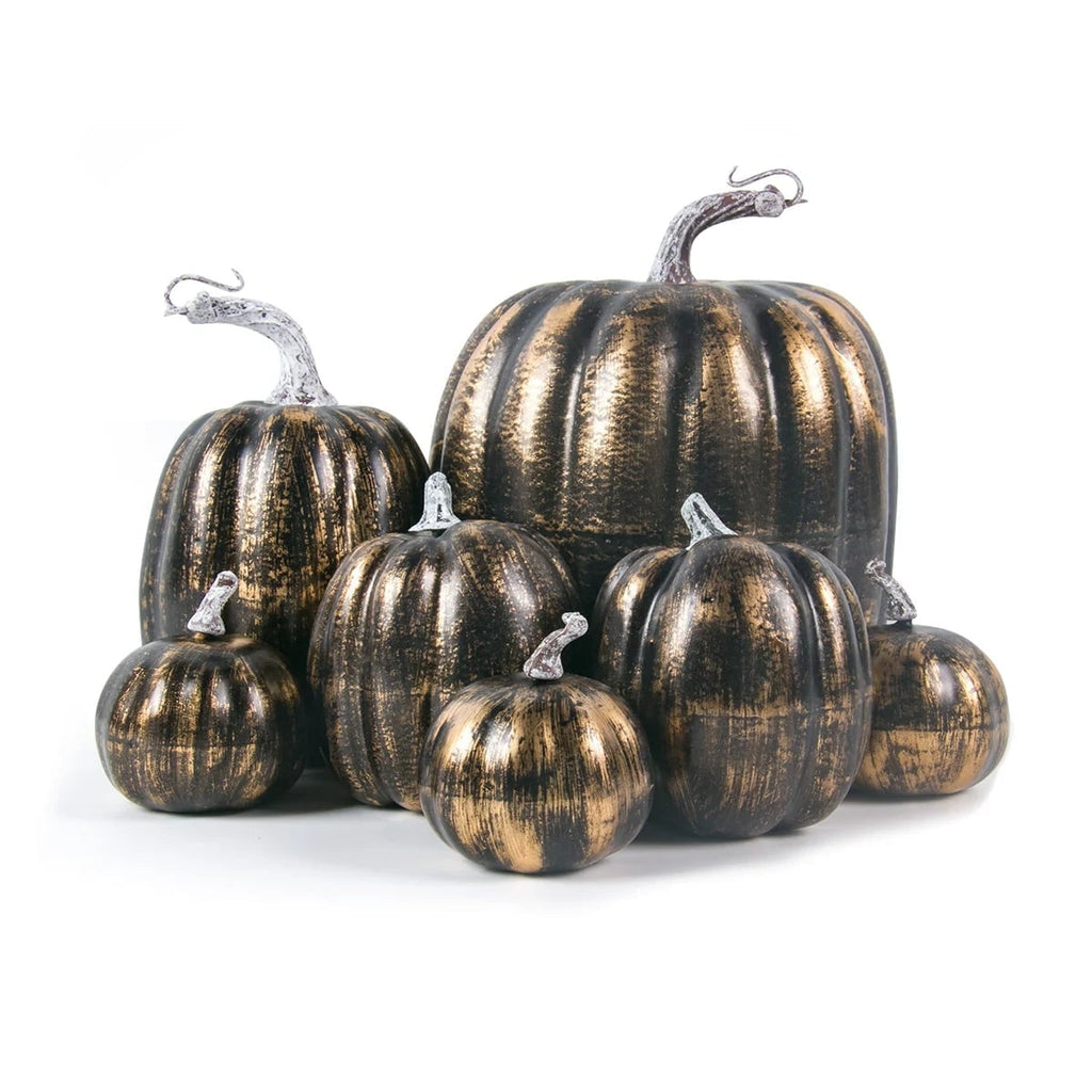 Halloween Decorative and Black and White Pumpkins Set of 7 Artificial Autumn Decor Carved - Image 5