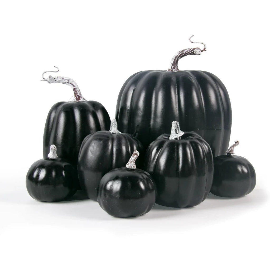 Halloween Decorative and Black and White Pumpkins Set of 7 Artificial Autumn Decor Carved - Image 6