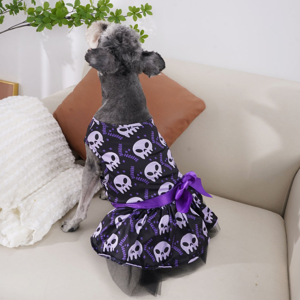Halloween Dog Costume Dress with Tulle Skirt and Satin Bow for Pet Party Outfits Rain Gear - Image 5