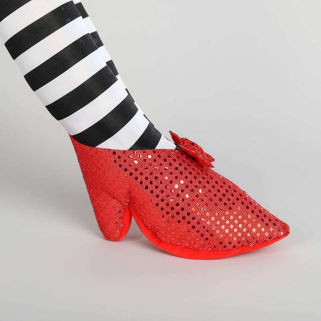 Halloween Door Stopper Witch Legs Decoration with Red Sequined Shoes Floor Mounted Stop - Image 3