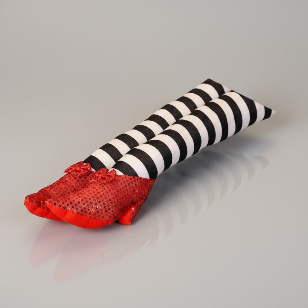 Halloween Door Stopper Witch Legs Decoration with Red Sequined Shoes Floor Mounted Stop - Image 4