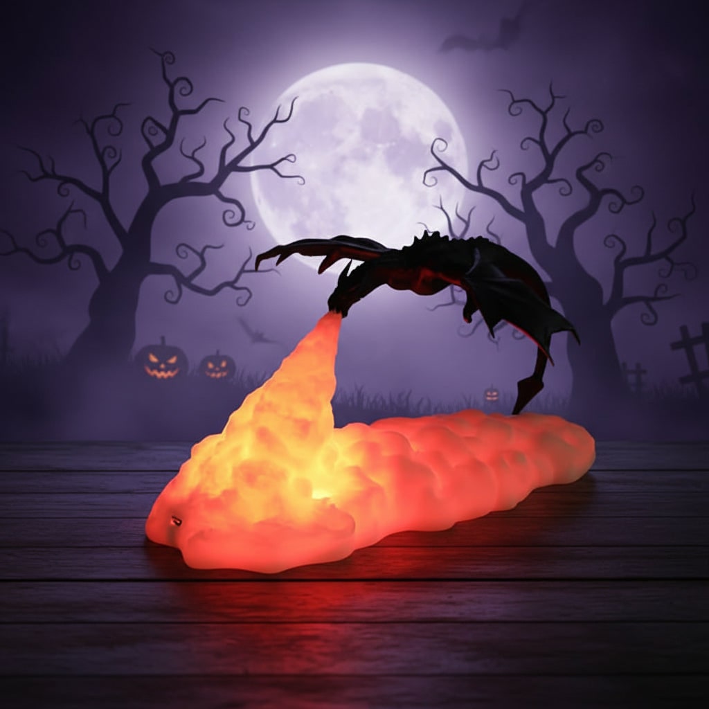 Halloween Dragon Night Light with LED Rechargeable USB Charging for Room Decoration - Image 1