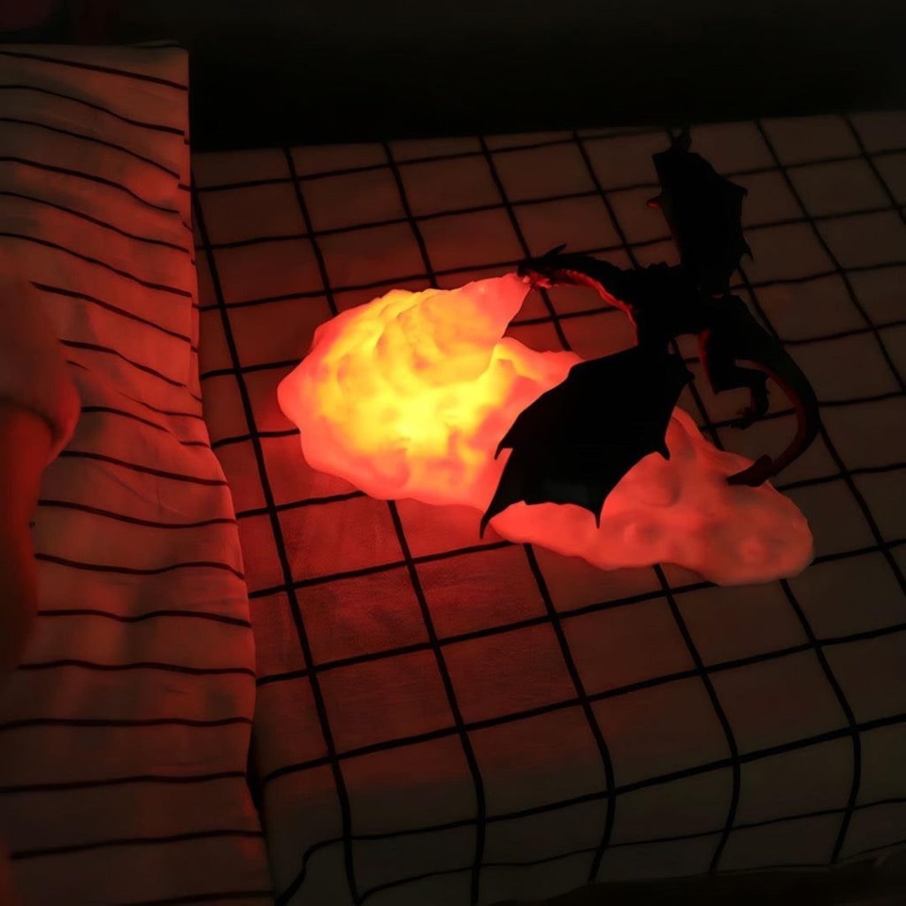 Halloween Dragon Night Light with Red Glowing Fire Base LED Lamp for Decoration and Party - Image 2