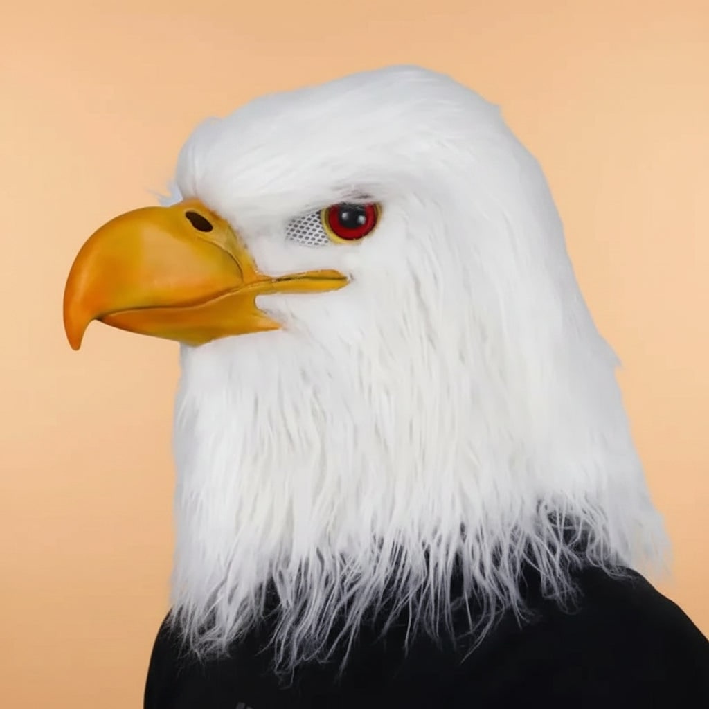 Halloween Eagle Costume Mask with Realistic Bald Design and Creepy Full Head Faux Fur Headwear - Image 2