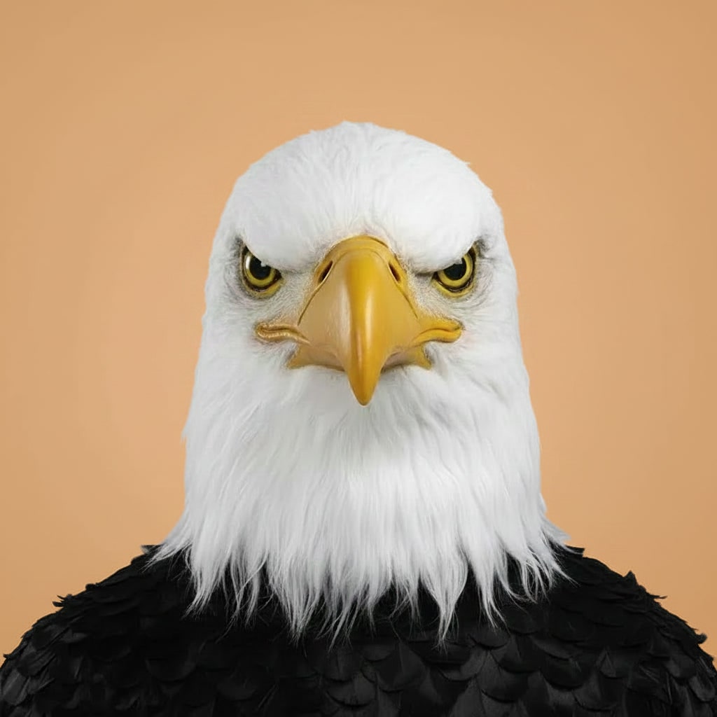 Halloween Eagle Costume Mask with Realistic Bald Design and Creepy Full Head Faux Fur Headwear - Image 3