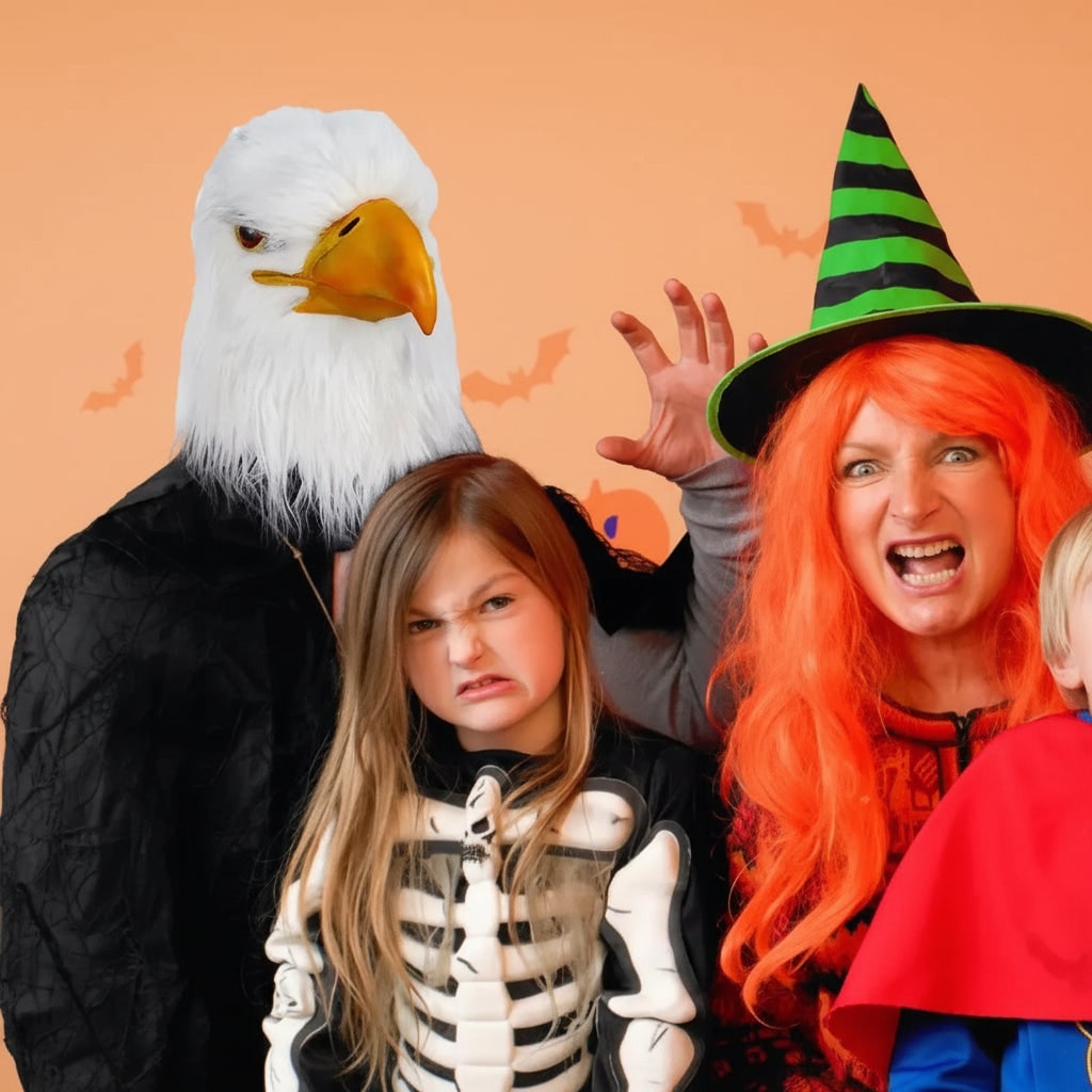 Halloween Eagle Costume Mask with Realistic Bald Design and Creepy Full Head Faux Fur Headwear - Image 4