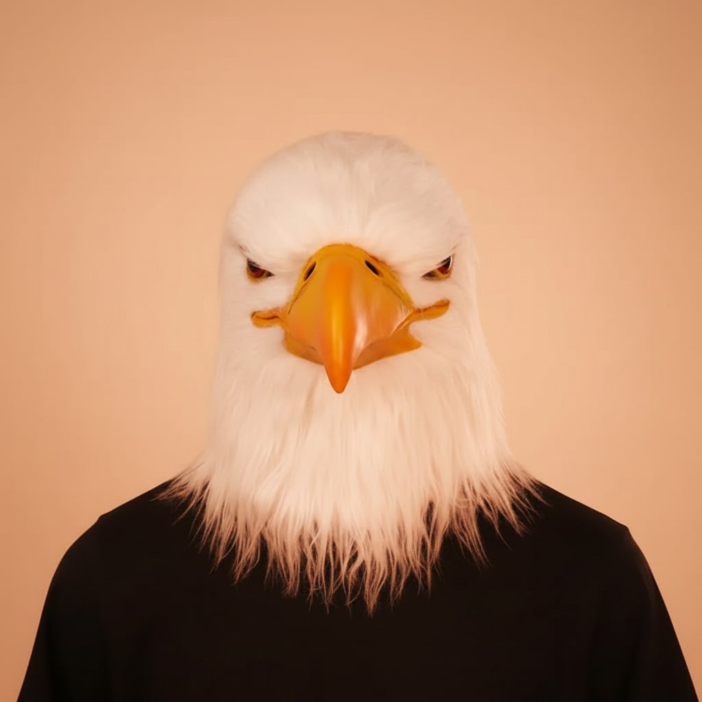 Halloween Eagle Costume Mask with Realistic Bald Design and Creepy Full Head Faux Fur Headwear - Image 5