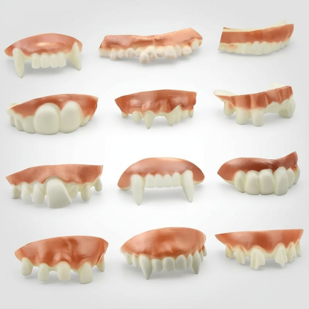 Halloween Fake Teeth Partials and Vampire Options with Crooked and Fang Designs for Costume Party - Image 1