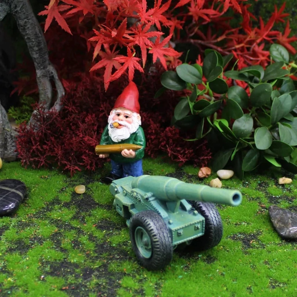 Halloween Funny Garden Gnome and Lawn Outdoor Decoration with Cannon and Cigar Black Yard - Image 3