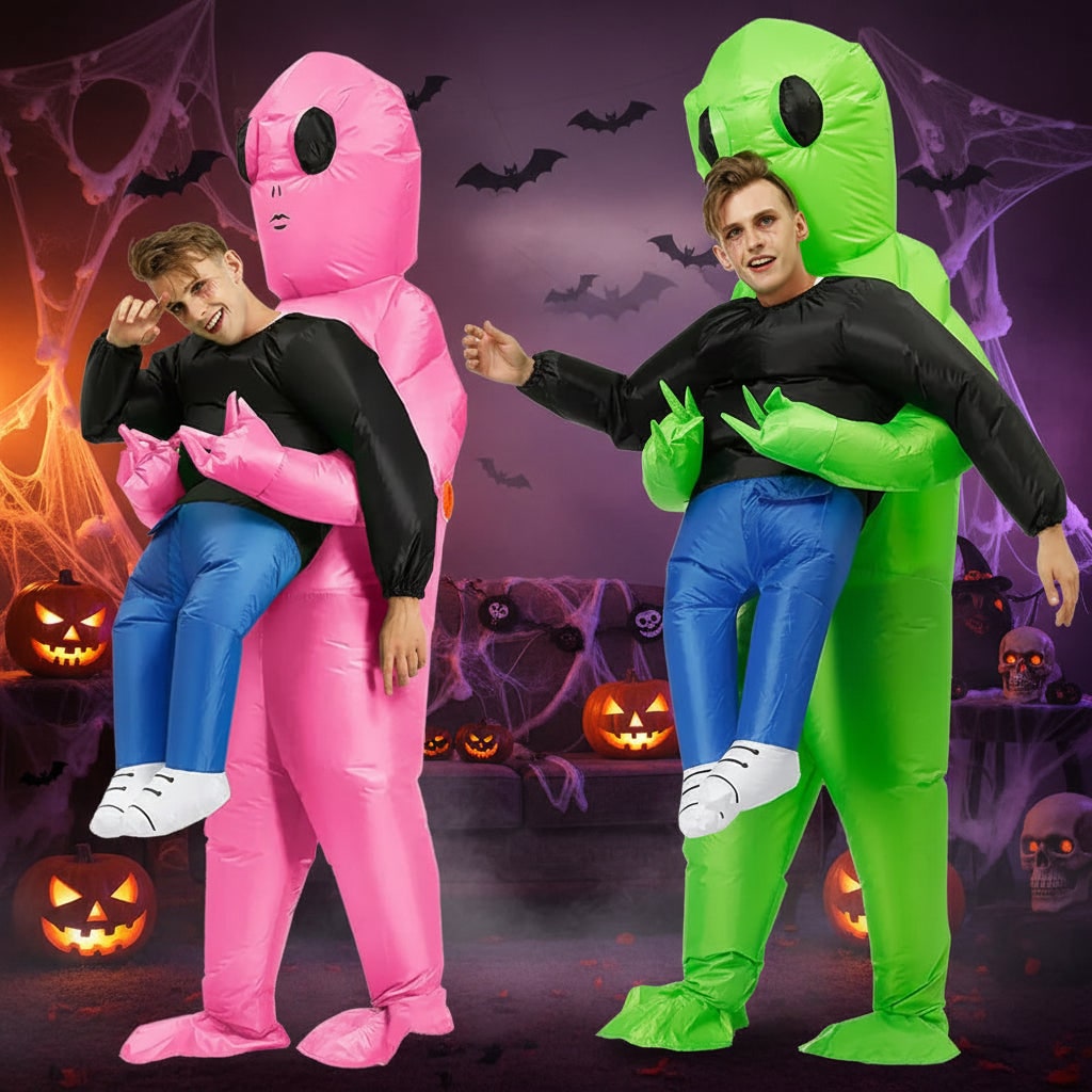 Halloween Funny Inflatable Alien Costume and Youth with Carrying Human Illusion Design - Image 1