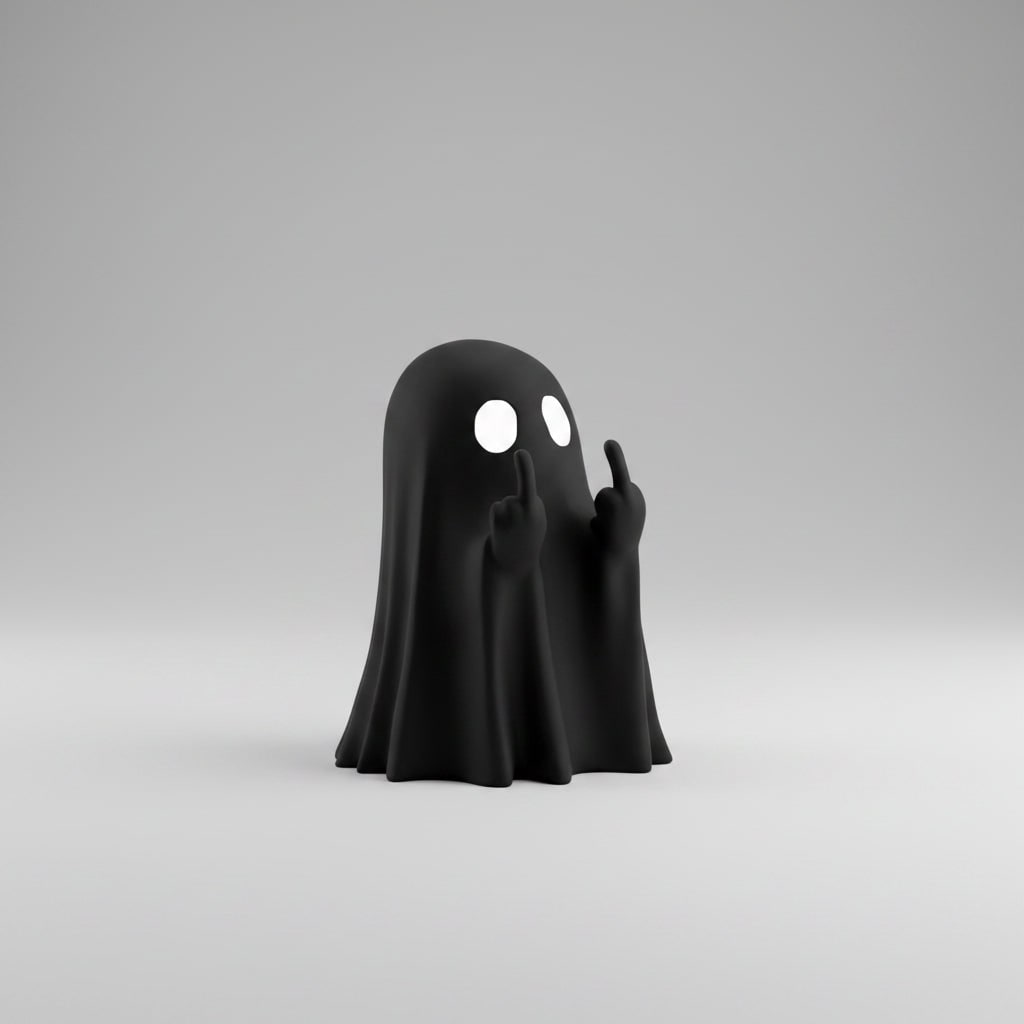 Halloween Ghost Decor Figurine with Middle Finger Gesture for Front Door and Tabletop Display - Image 2