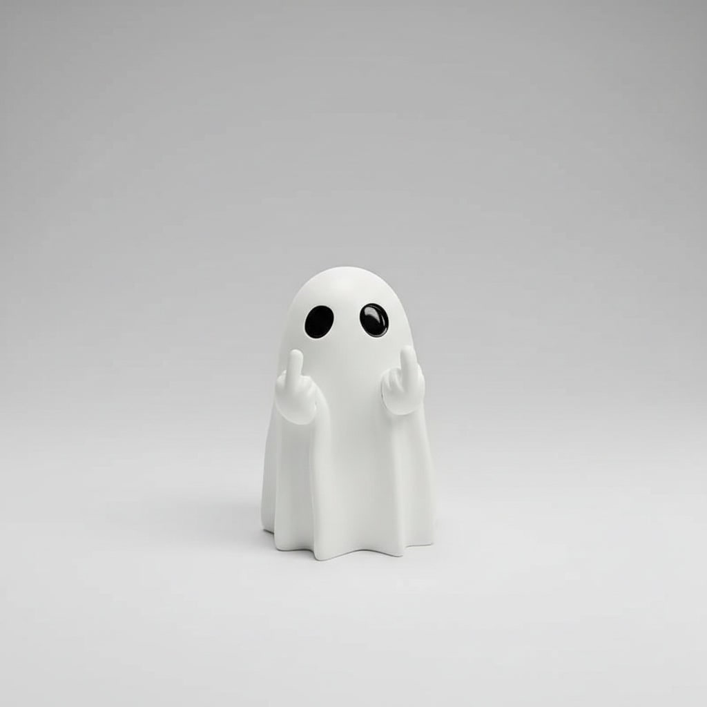 Halloween Ghost Decor Figurine with Middle Finger Gesture for Front Door and Tabletop Display - Image 5
