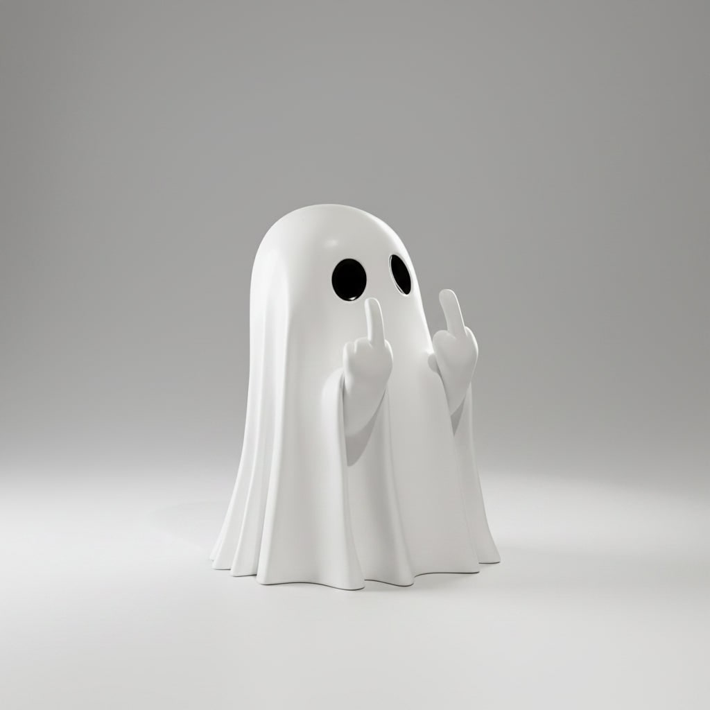 Halloween Ghost Decor Figurine with Middle Finger Gesture for Front Door and Tabletop Display - Image 6