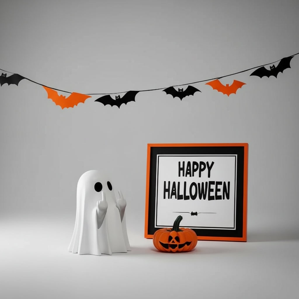 Halloween Ghost Decor Figurine with Middle Finger Gesture for Front Door and Tabletop Display - Image 7