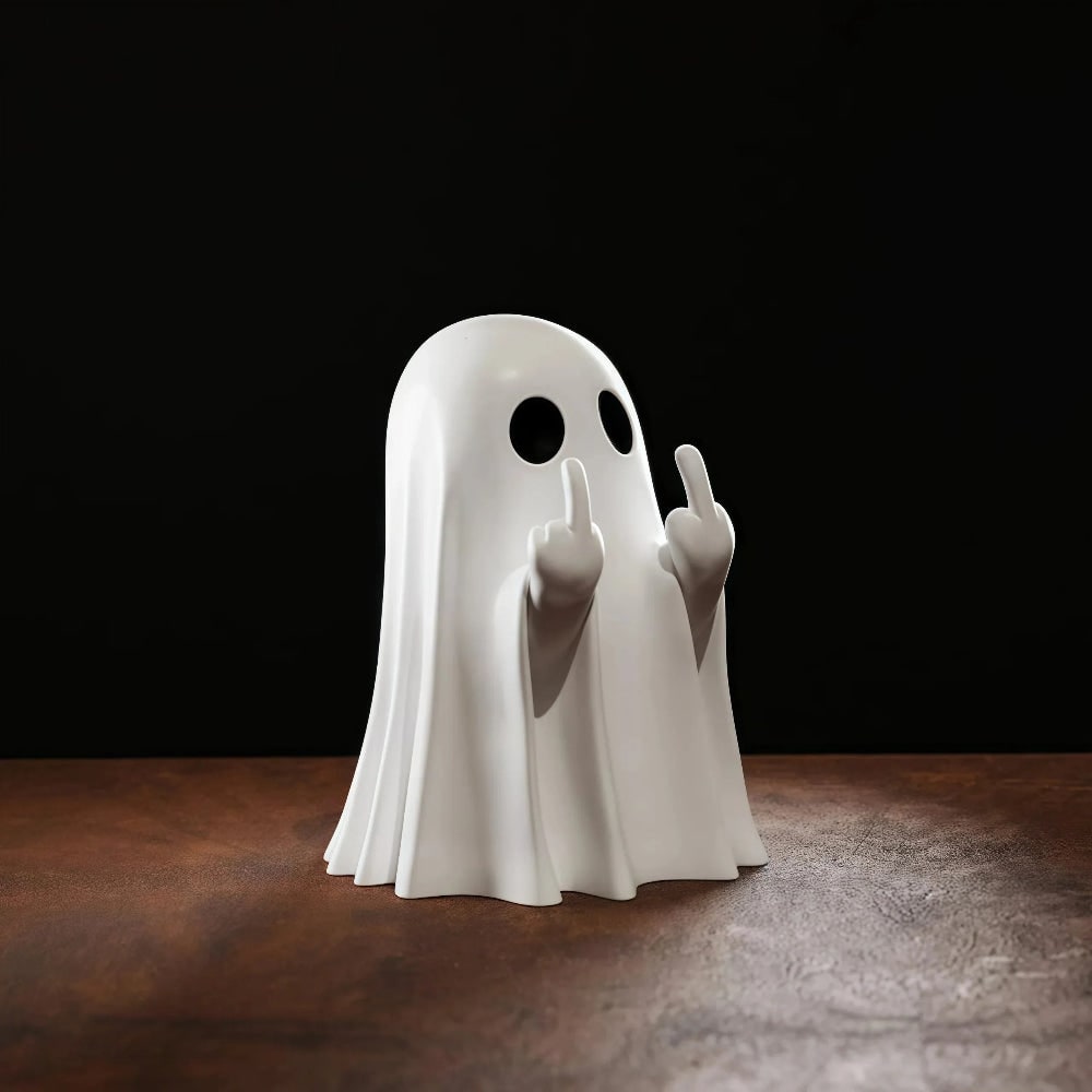 Halloween Ghost Decor Figurine with Middle Finger Gesture Resin Statue for Tabletop Party Decoration - Image 6