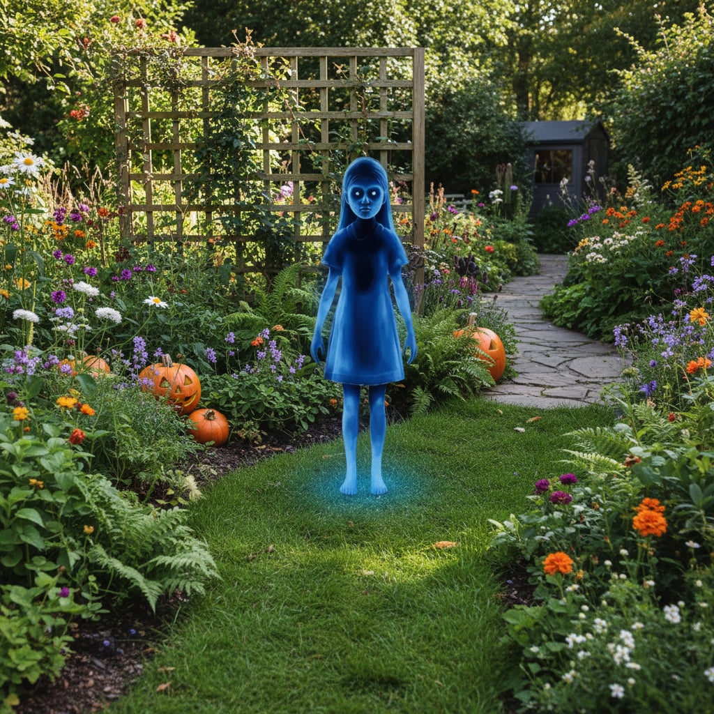 Halloween Ghost Decoration Large Outdoor Scary Figure with Glowing Blue Lights - Image 2